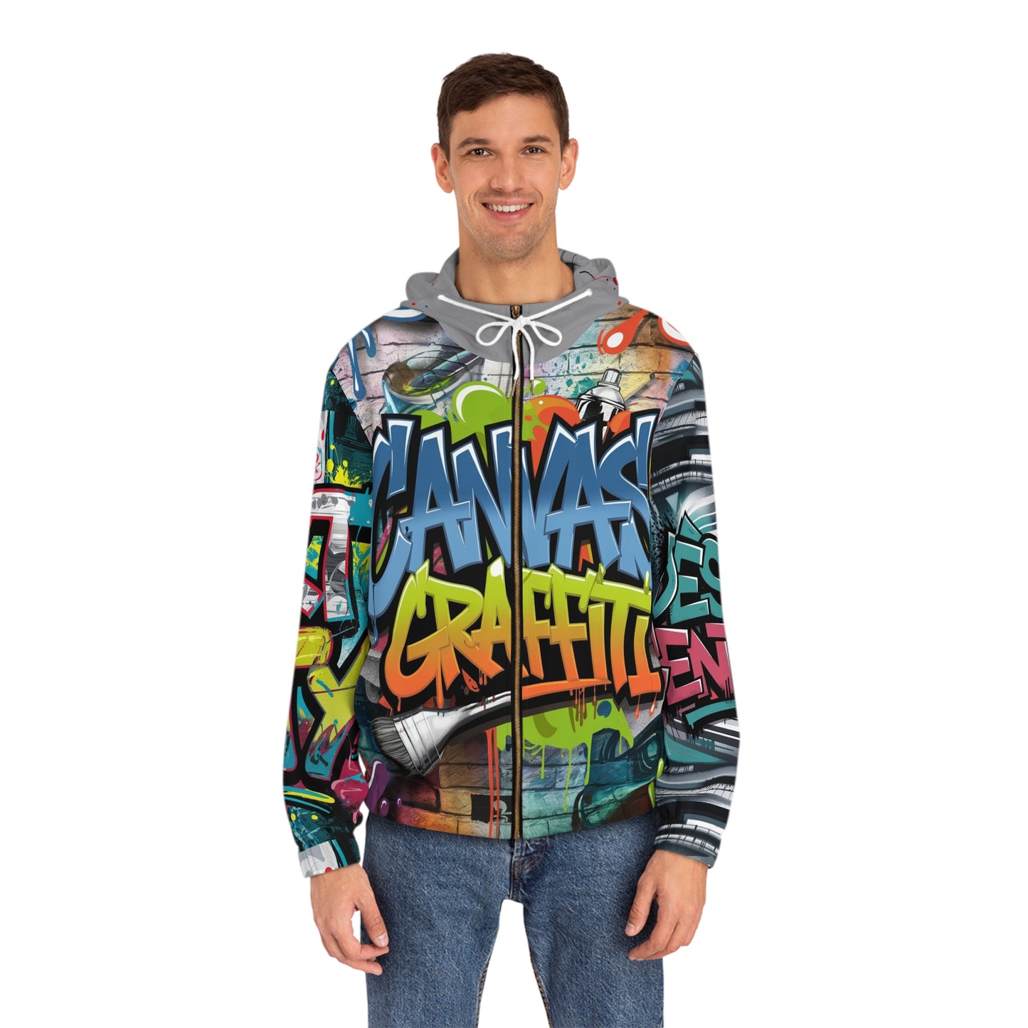 Men's Full-Zip Hoodie (grey) Printify
