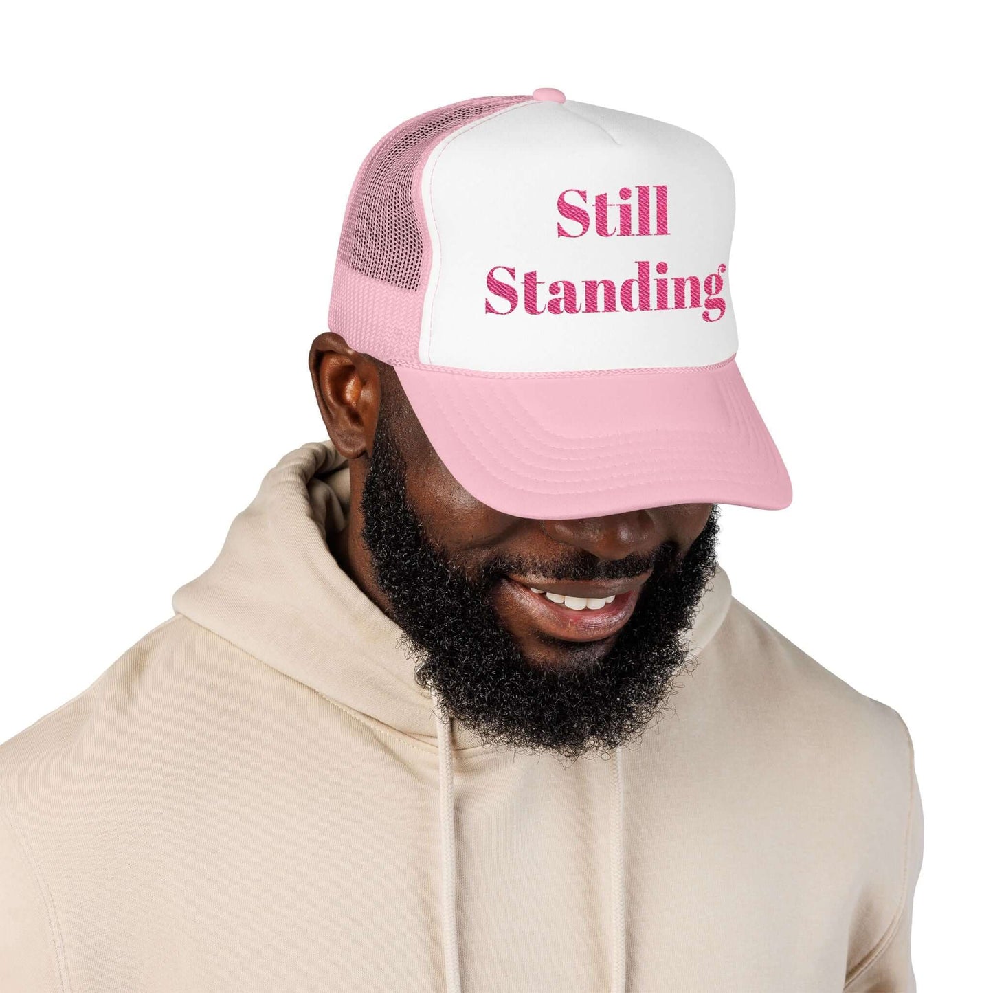 Breast Cancer Trucker Hat (Embroidery)(Standing).