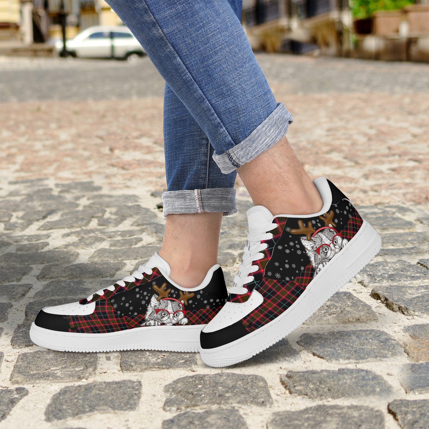 Womens New Design Low Top Leather Shoes - Canvas Graffitti