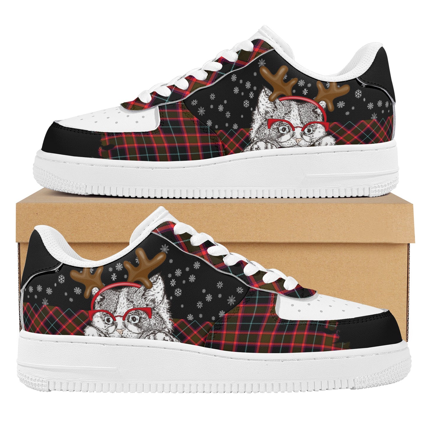 Womens New Design Low Top Leather Shoes - Canvas Graffitti