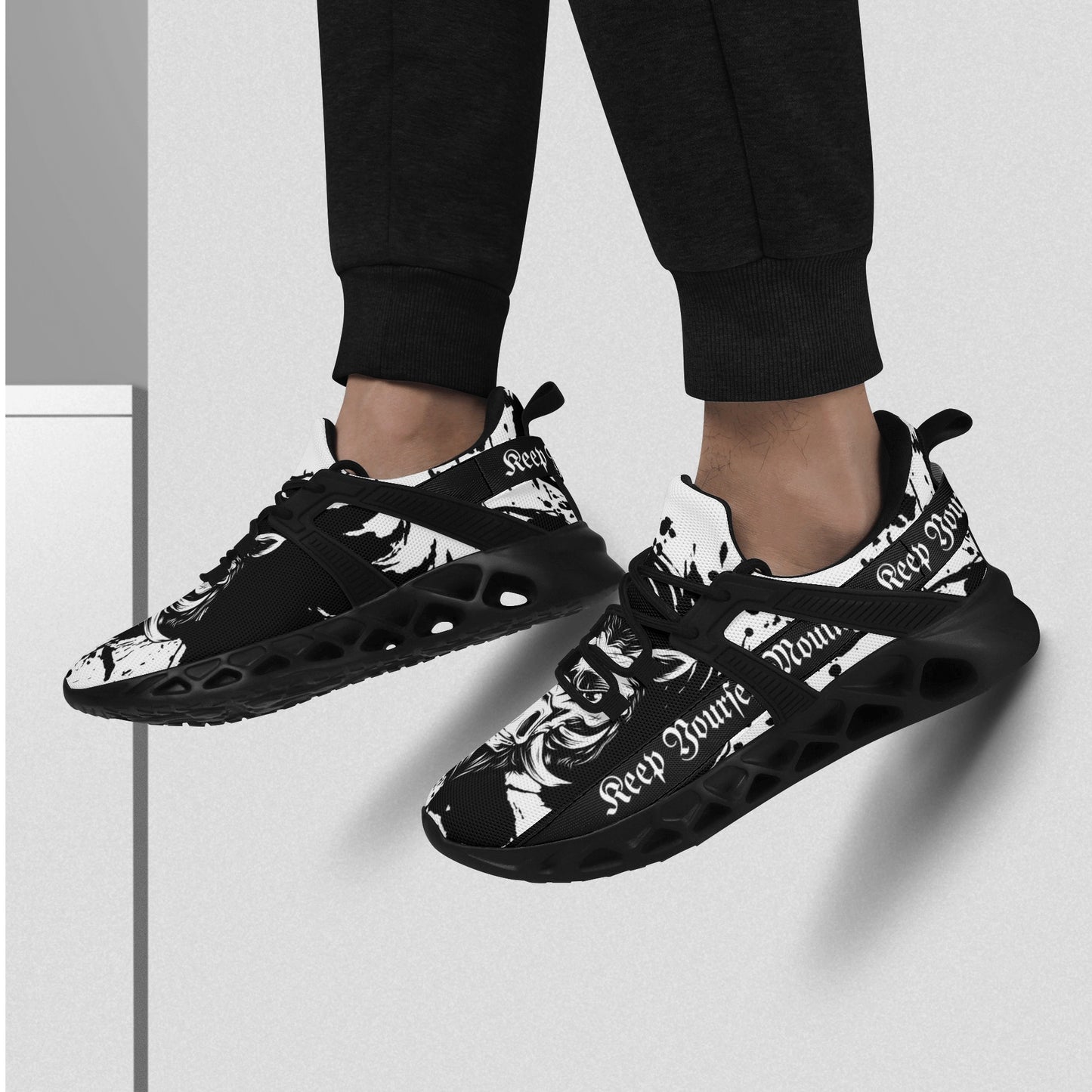 Mens New Elastic Sport Sneakers - Canvas Graffitti