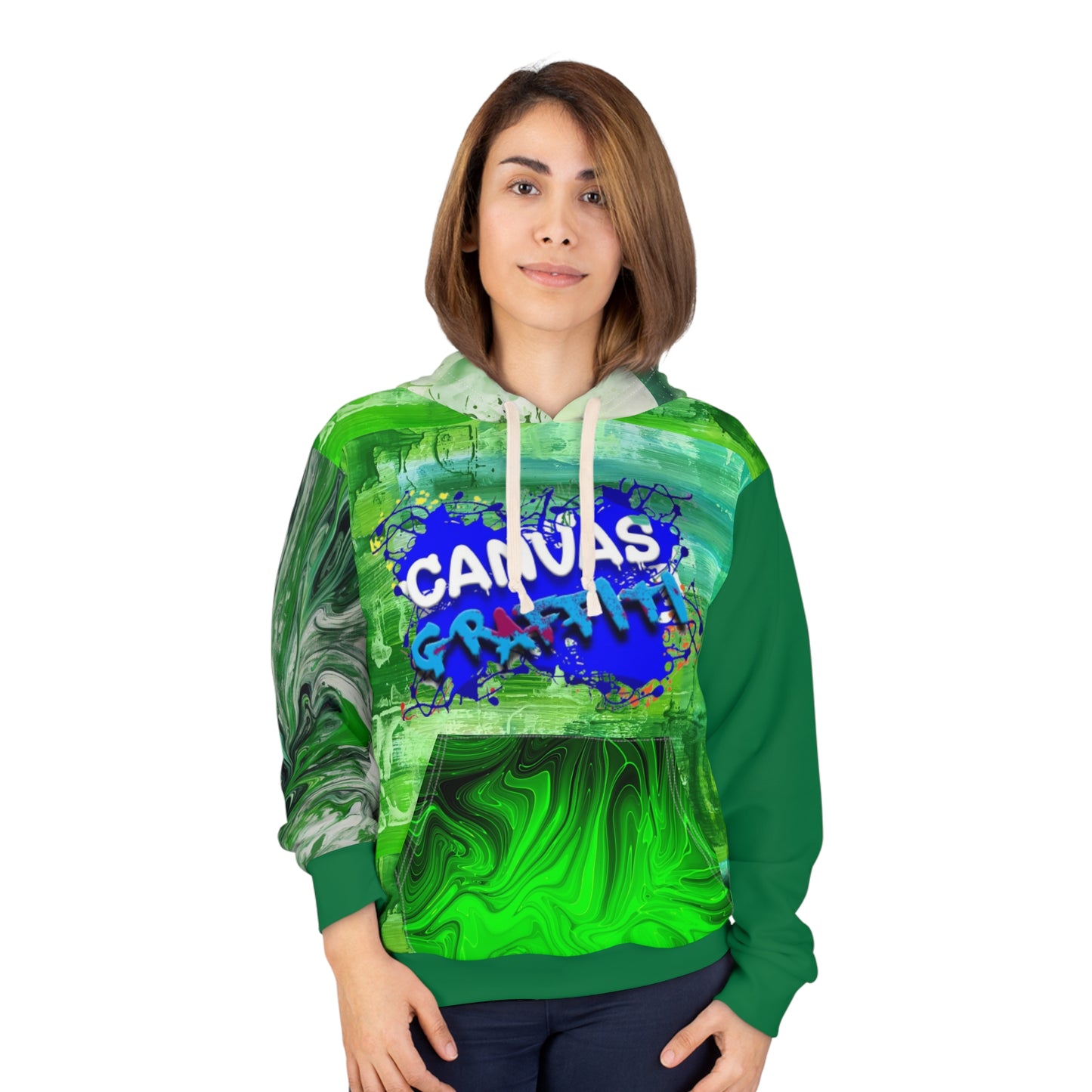 abstract green Pullover Hoodie (AOP) Printify