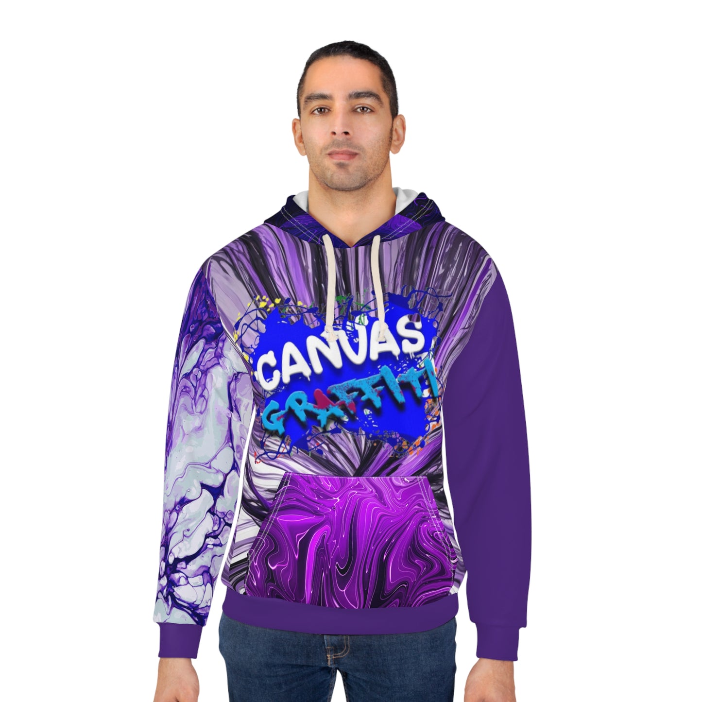 abstract purple Pullover Hoodie (AOP) Printify