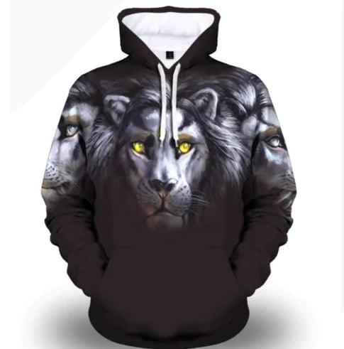Lion - White Tiger Hoodies Canvas Graffitti