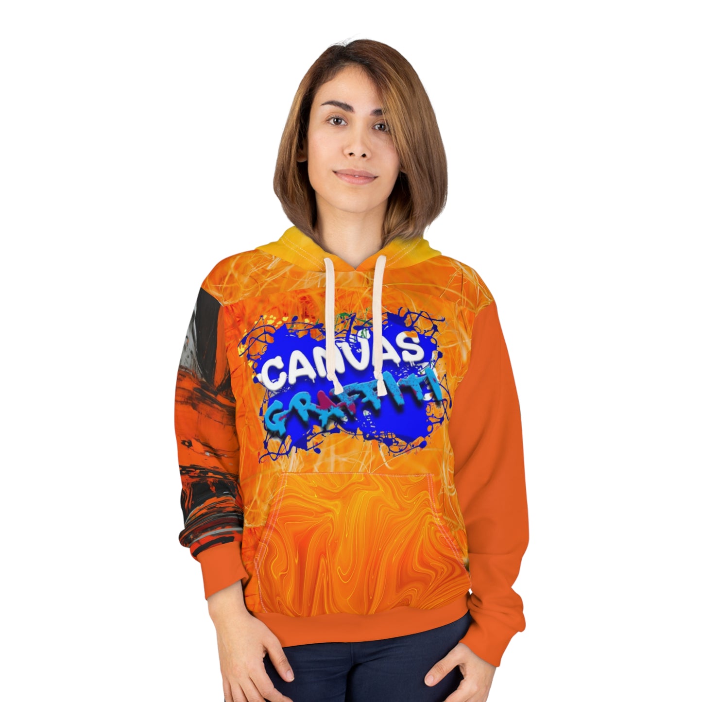 abstract orange Pullover Hoodie (AOP) Printify