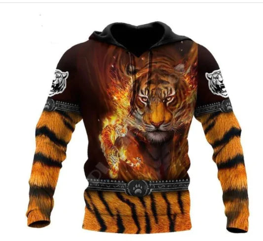 Lion - White Tiger Hoodies Canvas Graffitti
