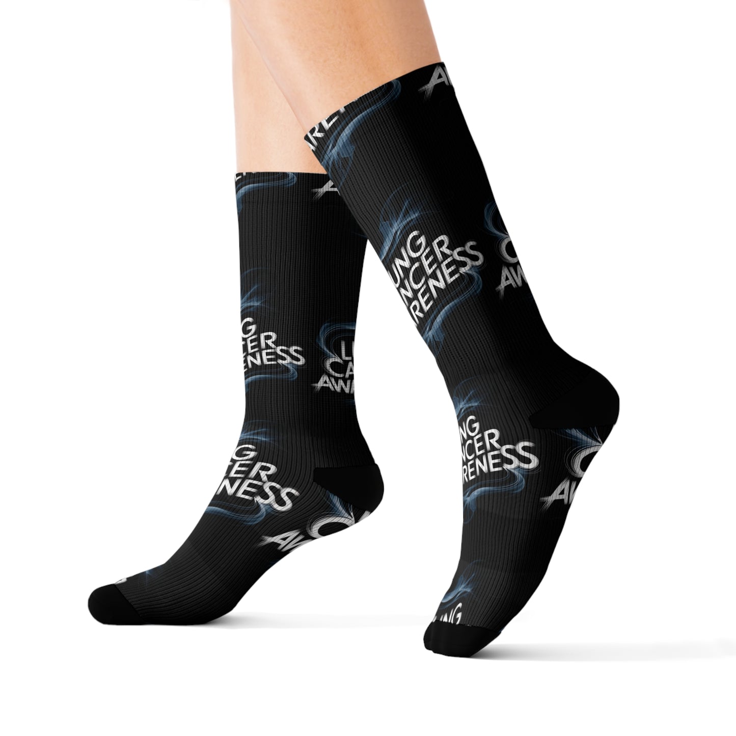 lung cancer awareness #2 Sublimation Socks Printify