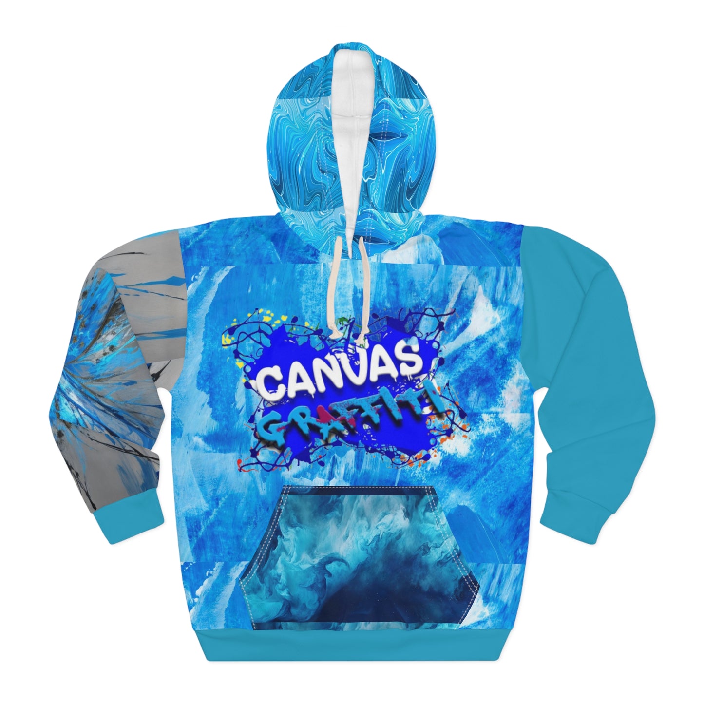 abstract light blue Pullover Hoodie (AOP) Printify