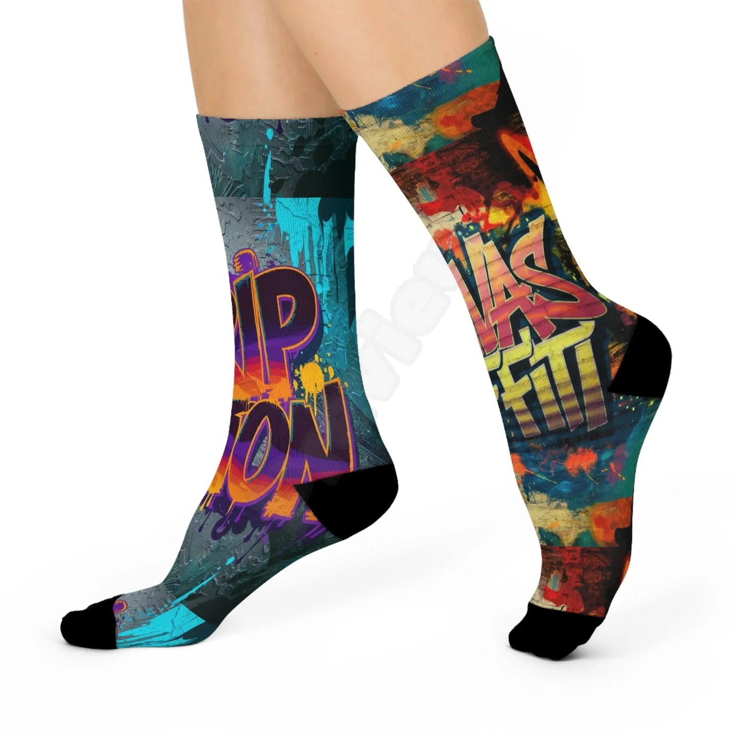 Cushioned Crew Socks (street graffiti) Printify