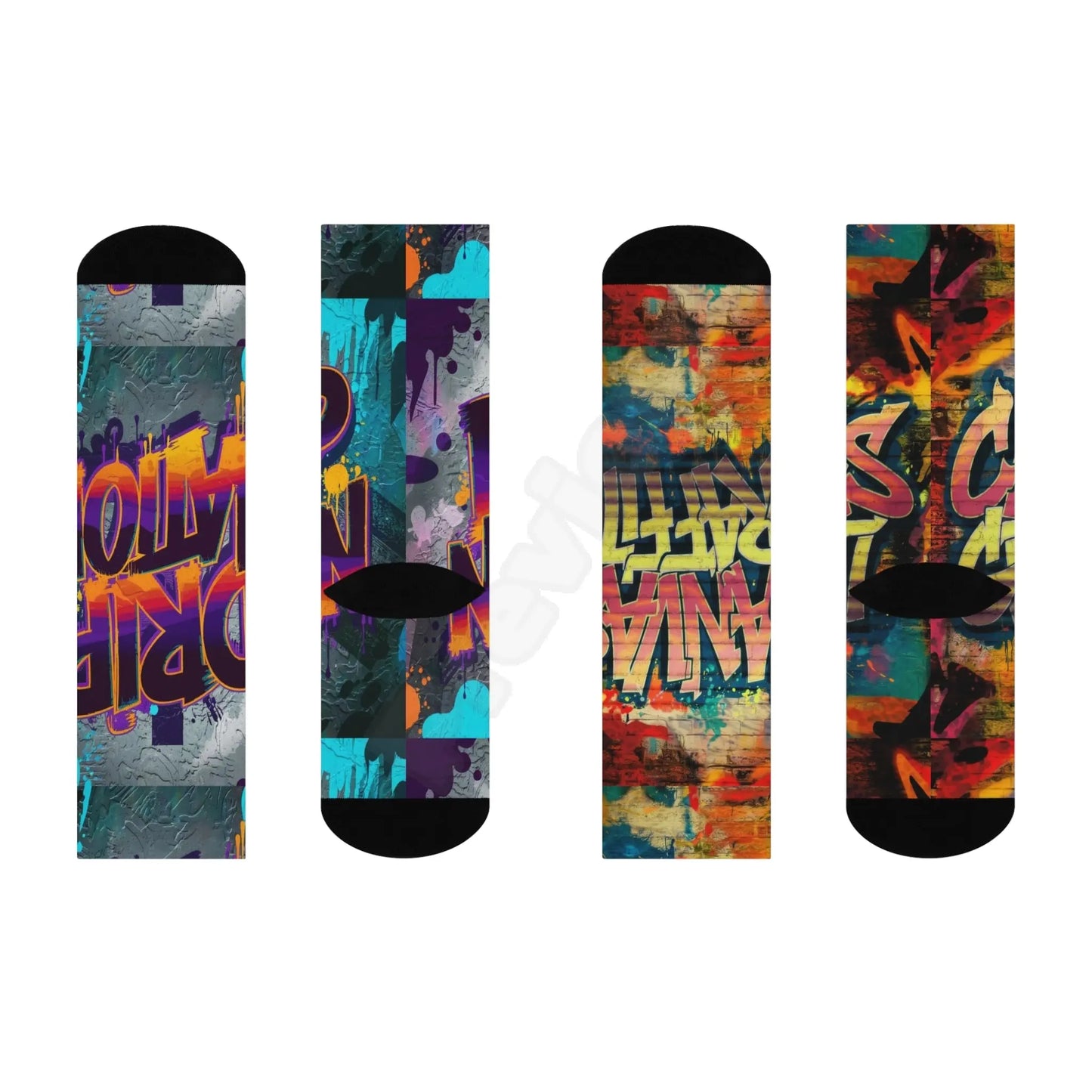 Cushioned Crew Socks (street graffiti) Printify