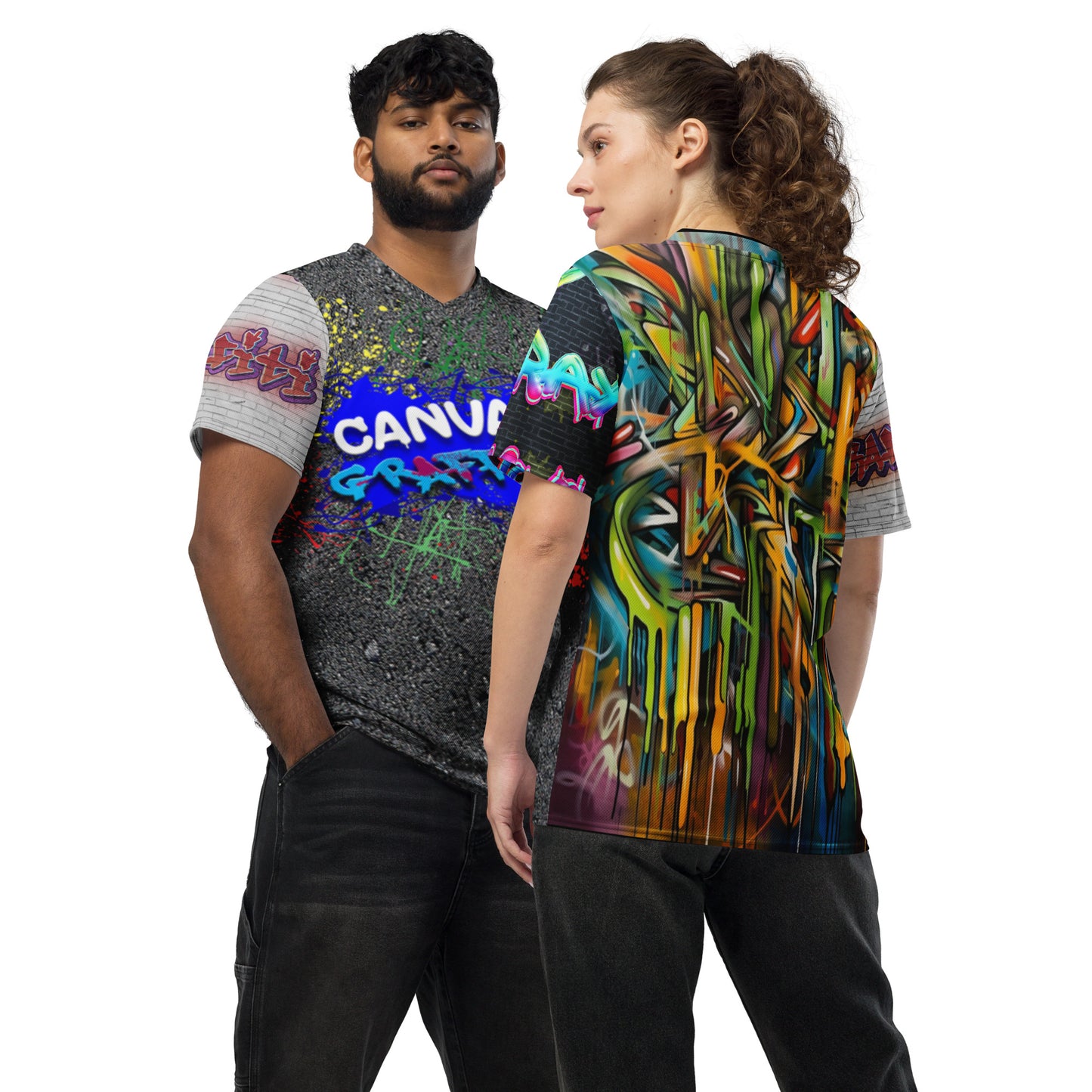 unisex sports jersey (street)Looking for the perfect sports jersey? We have you covered—made of 100% recycled polyester fabric, this shirt is breathable, moisture-wicking, and has a double-layerCanvas Graffittiunisex sports jersey (street)