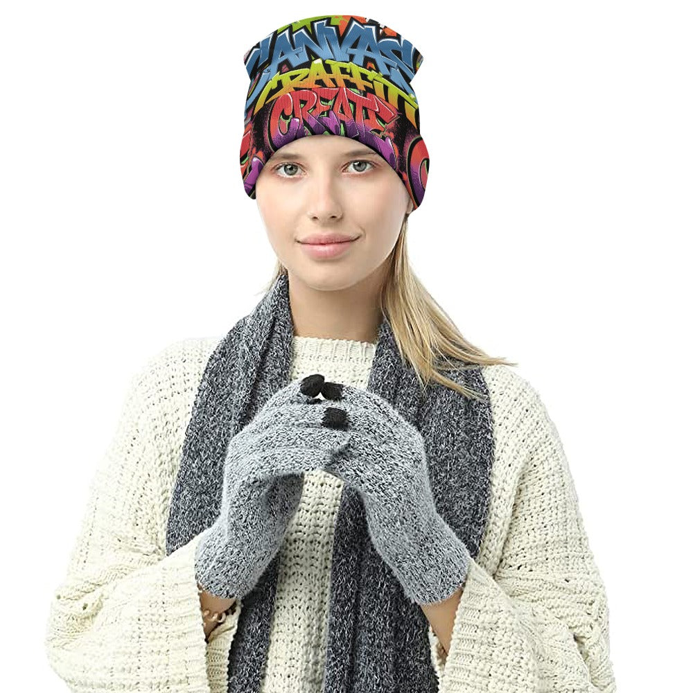 Canvas Graffitti knitted hat Inkedjoy