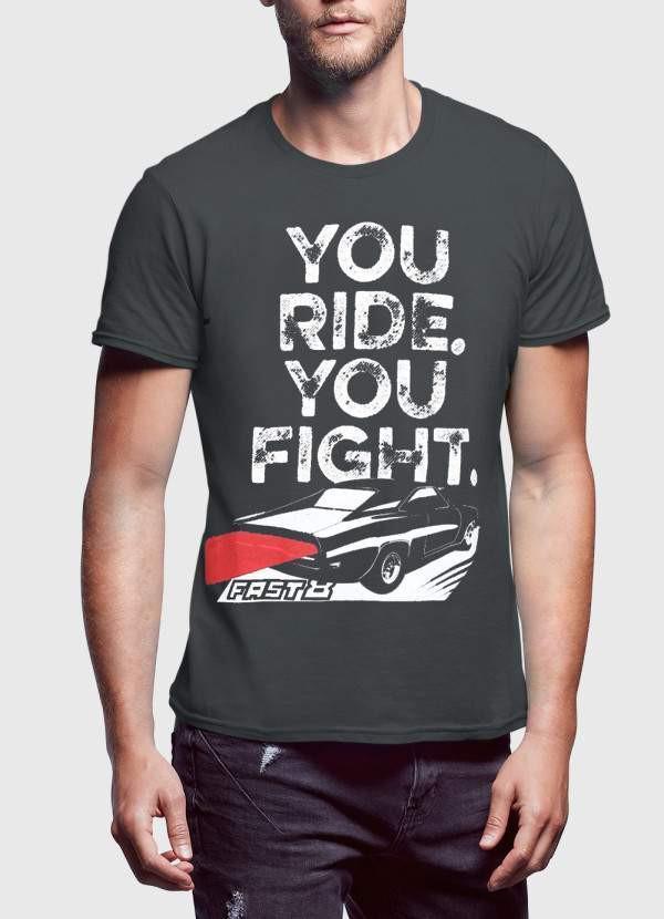 YOU RIDE YOU FIGHT Half Sleeves Black & Charcoal Tshirt Scorpius