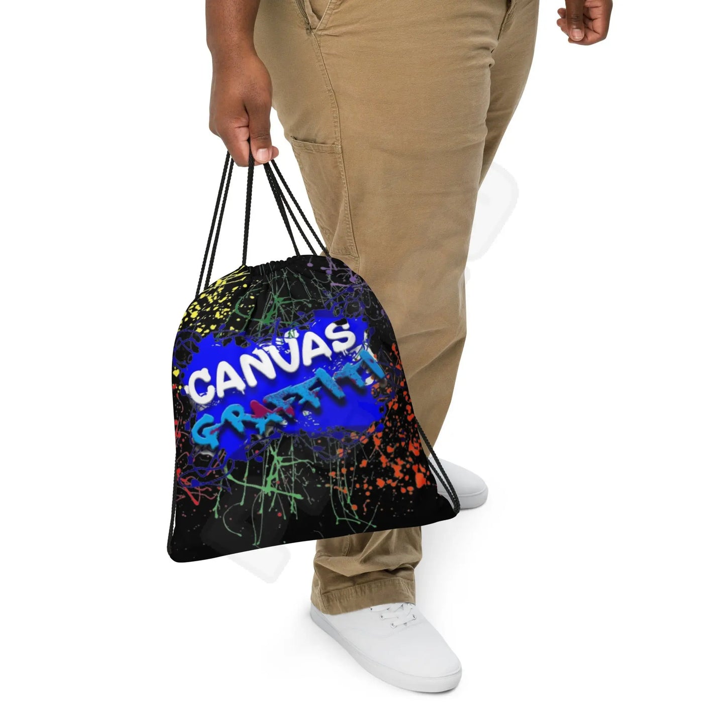 Drawstring bag black Canvas Graffitti