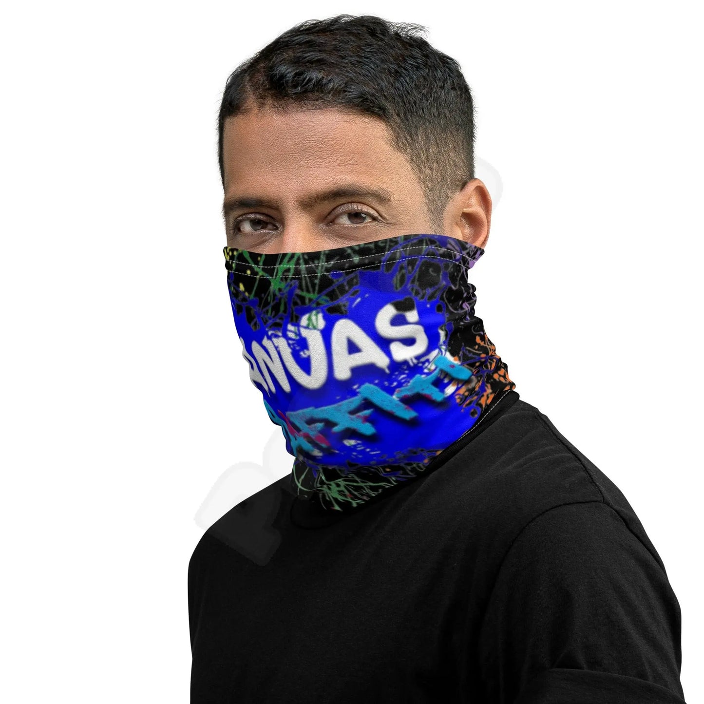 Neck Gaiter blackThis neck gaiter is a versatile accessory that can be used as a face covering, headband, bandana, wristband, and neck warmer. Upgrade your accessory game and find a Canvas GraffittiNeck Gaiter black