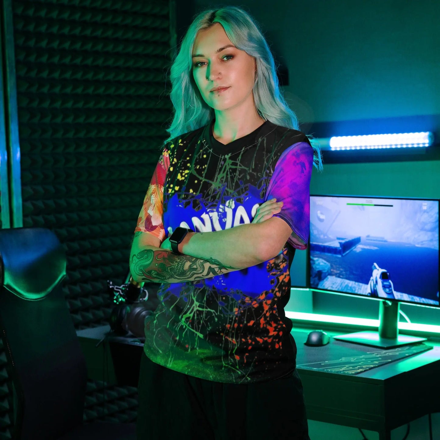 unisex sports jersey (black)Looking for the perfect sports jersey? We have you covered—made of 100% recycled polyester fabric, this shirt is breathable, moisture-wicking, and has a double-layerCanvas Graffittiunisex sports jersey (black)