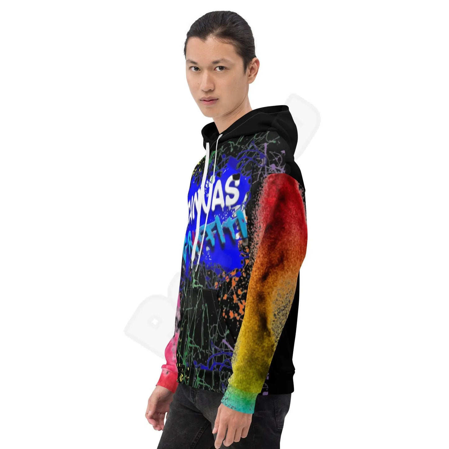 Unisex Hoodie (black)This comfy unisex hoodie has a soft outside with a vibrant print and an even softer brushed fleece inside. The hoodie has a relaxed fit, and it's perfect for wrappinCanvas GraffittiUnisex Hoodie (black)