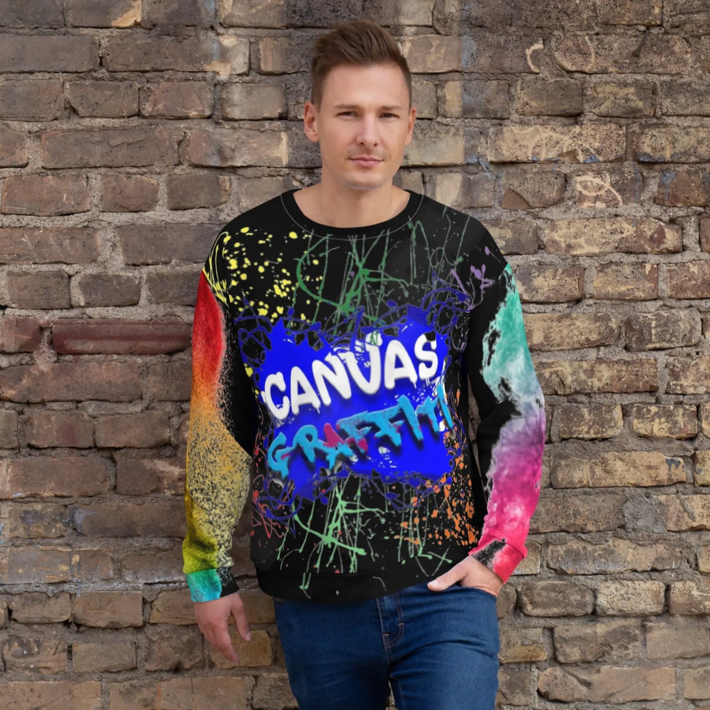 Unisex Sweatshirt (black)Each unique, all-over printed sweatshirt is precision-cut and hand-sewn to achieve the best possible look and bring out the intricate design. What's more, the durablCanvas GraffittiUnisex Sweatshirt (black)