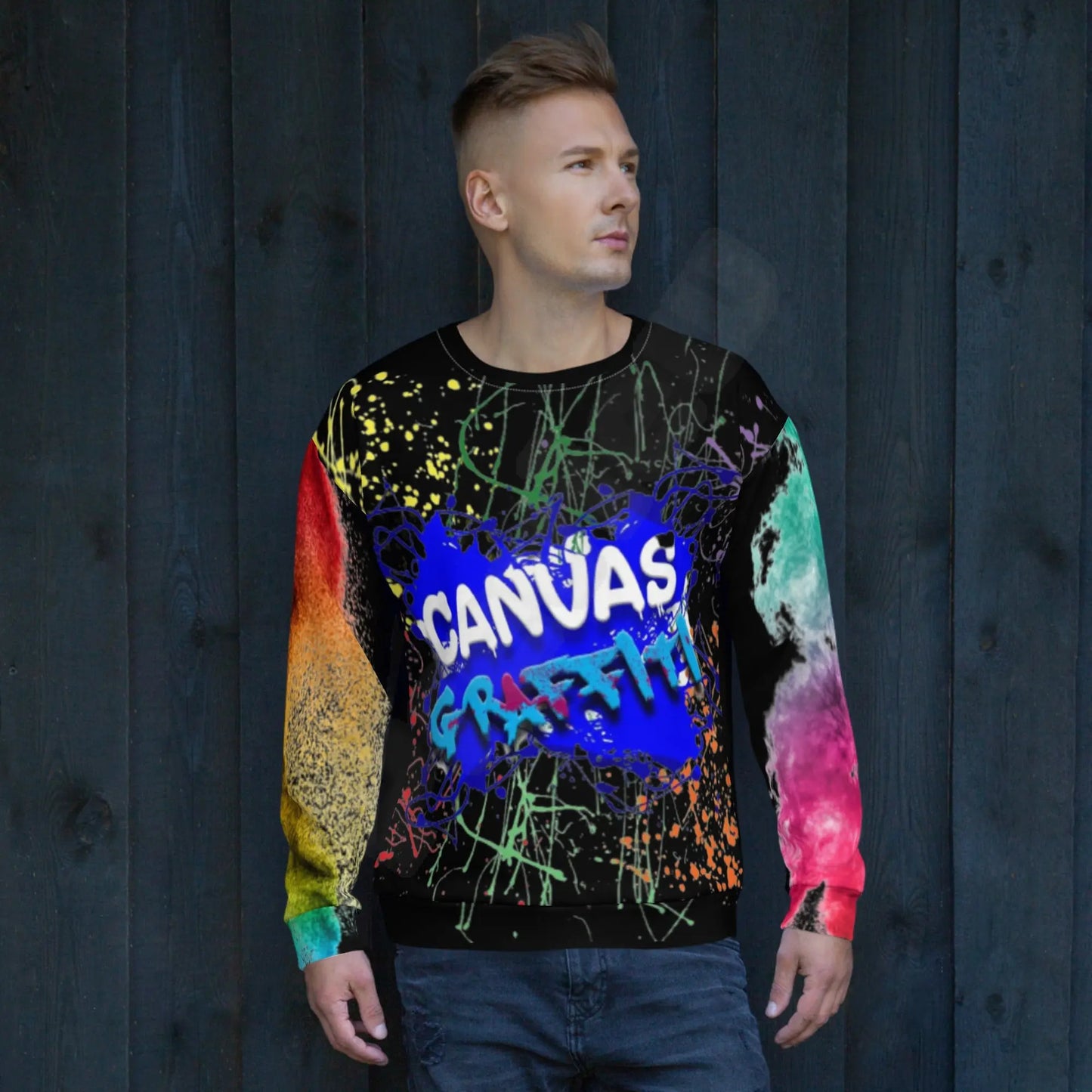 Unisex Sweatshirt (black)Each unique, all-over printed sweatshirt is precision-cut and hand-sewn to achieve the best possible look and bring out the intricate design. What's more, the durablCanvas GraffittiUnisex Sweatshirt (black)