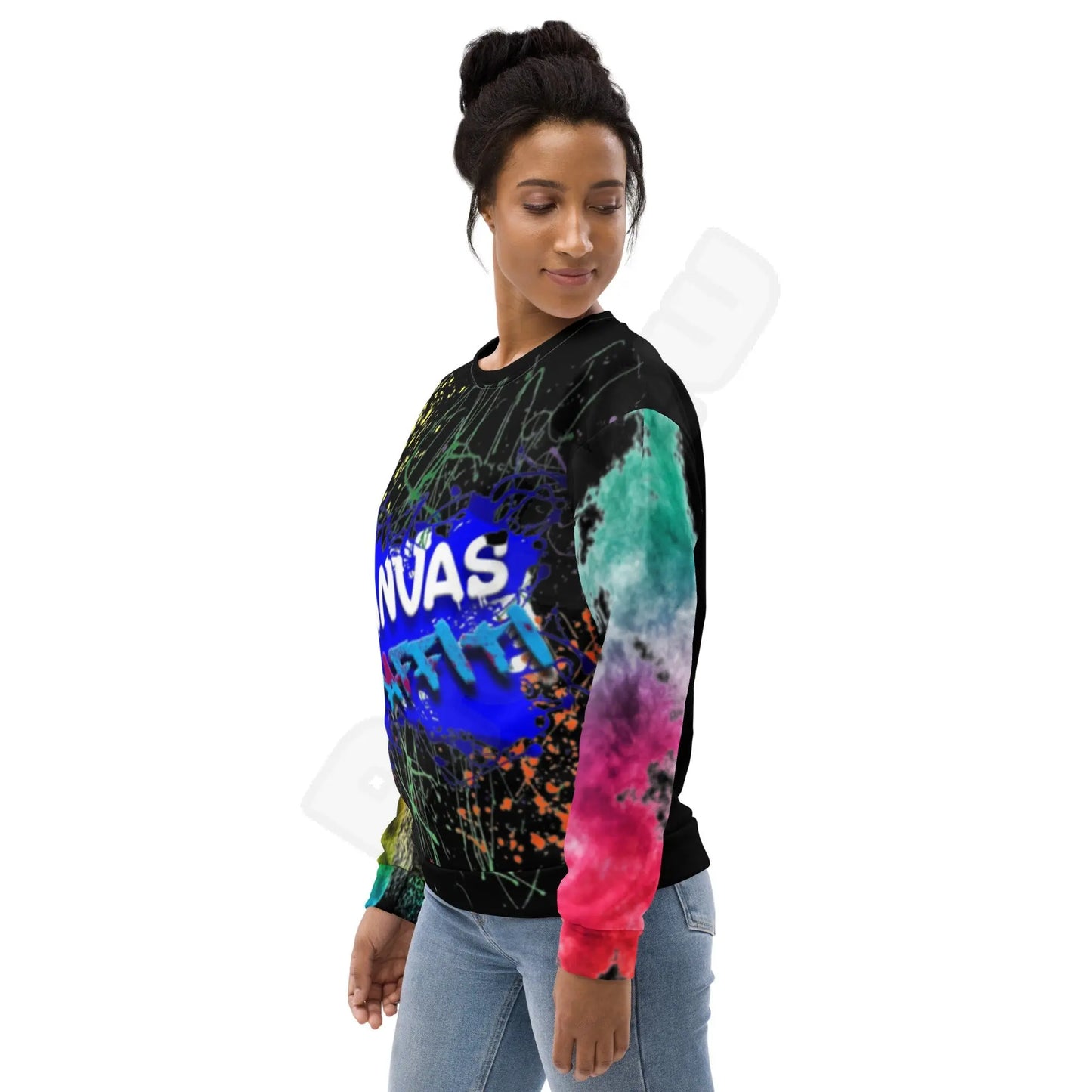 Unisex Sweatshirt (black)Each unique, all-over printed sweatshirt is precision-cut and hand-sewn to achieve the best possible look and bring out the intricate design. What's more, the durablCanvas GraffittiUnisex Sweatshirt (black)
