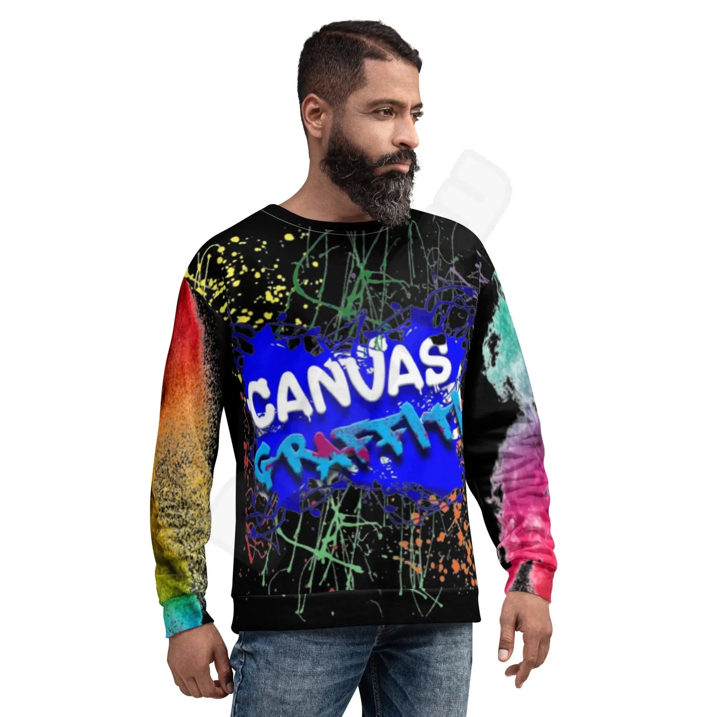 Unisex Sweatshirt (black)Each unique, all-over printed sweatshirt is precision-cut and hand-sewn to achieve the best possible look and bring out the intricate design. What's more, the durablCanvas GraffittiUnisex Sweatshirt (black)