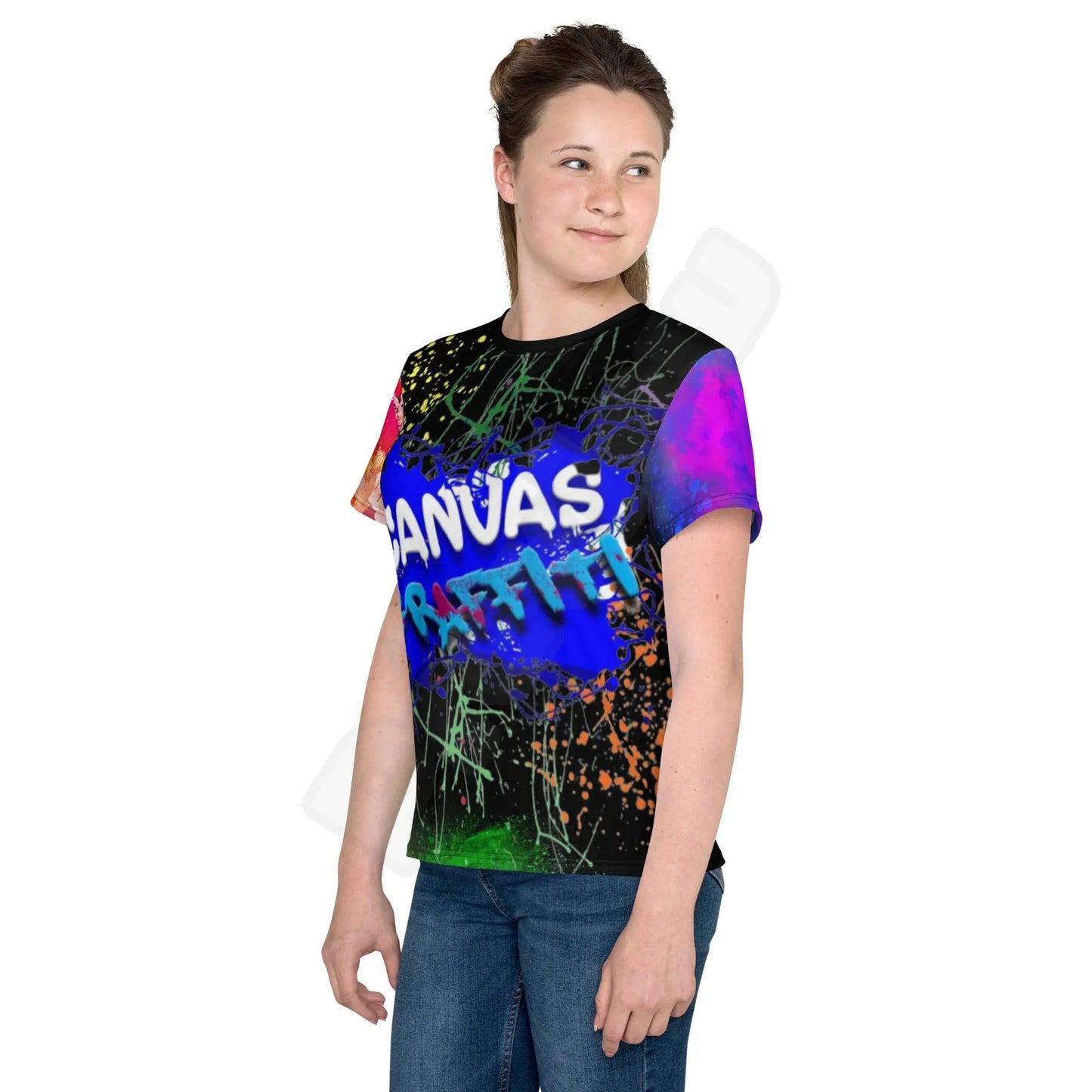 Youth crew neck t-shirt black Canvas Graffitti