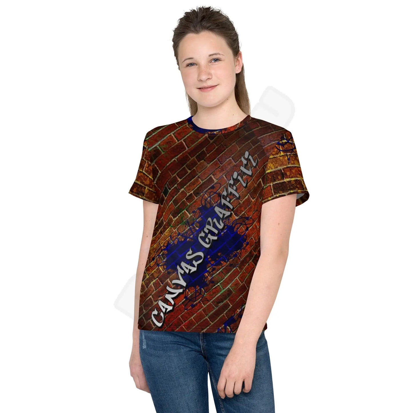 Youth crew neck t-shirt brick Canvas Graffitti