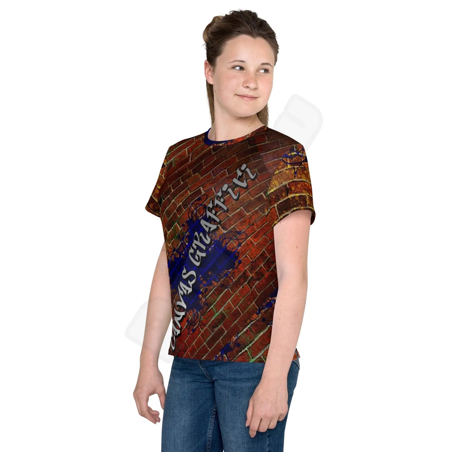 Youth crew neck t-shirt brick Canvas Graffitti