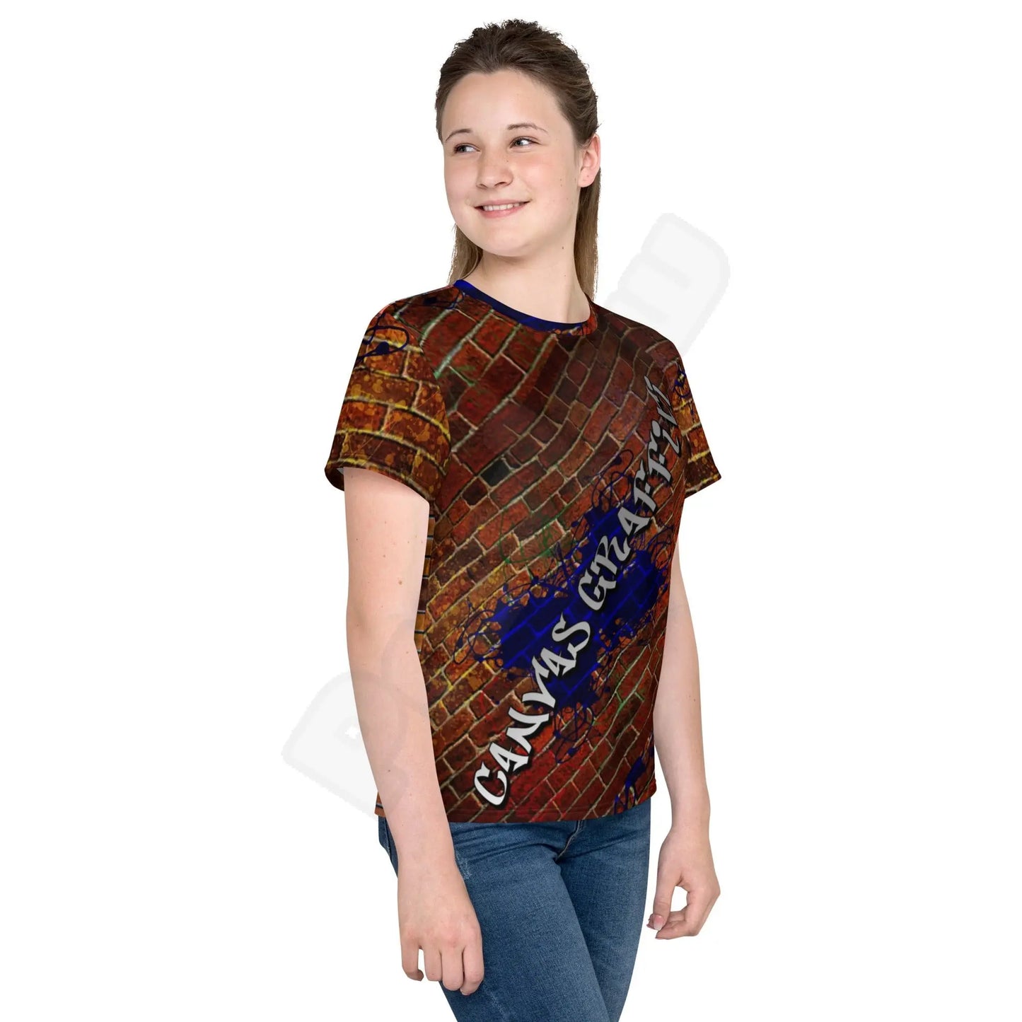 Youth crew neck t-shirt brick Canvas Graffitti