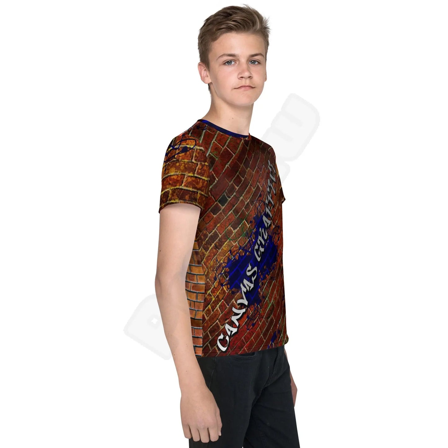 Youth crew neck t-shirt brick Canvas Graffitti