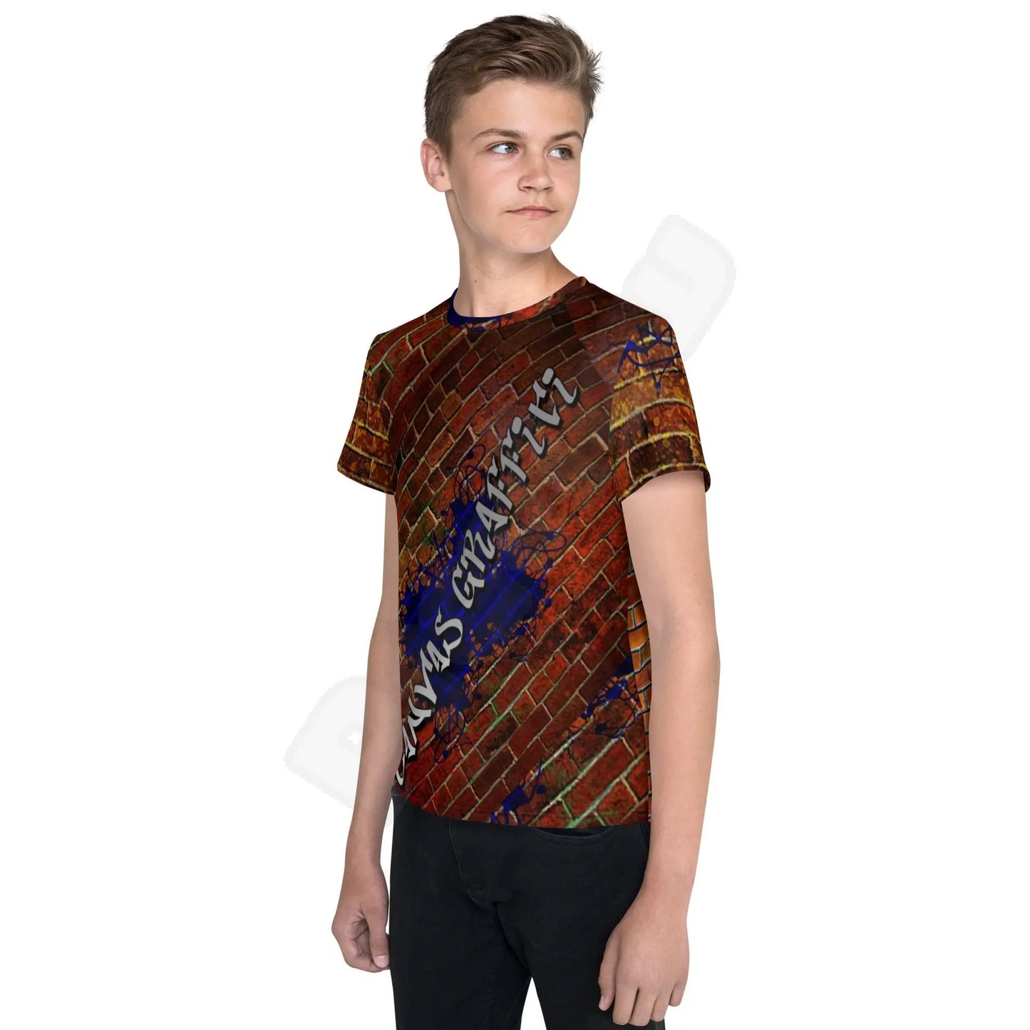 Youth crew neck t-shirt brick Canvas Graffitti