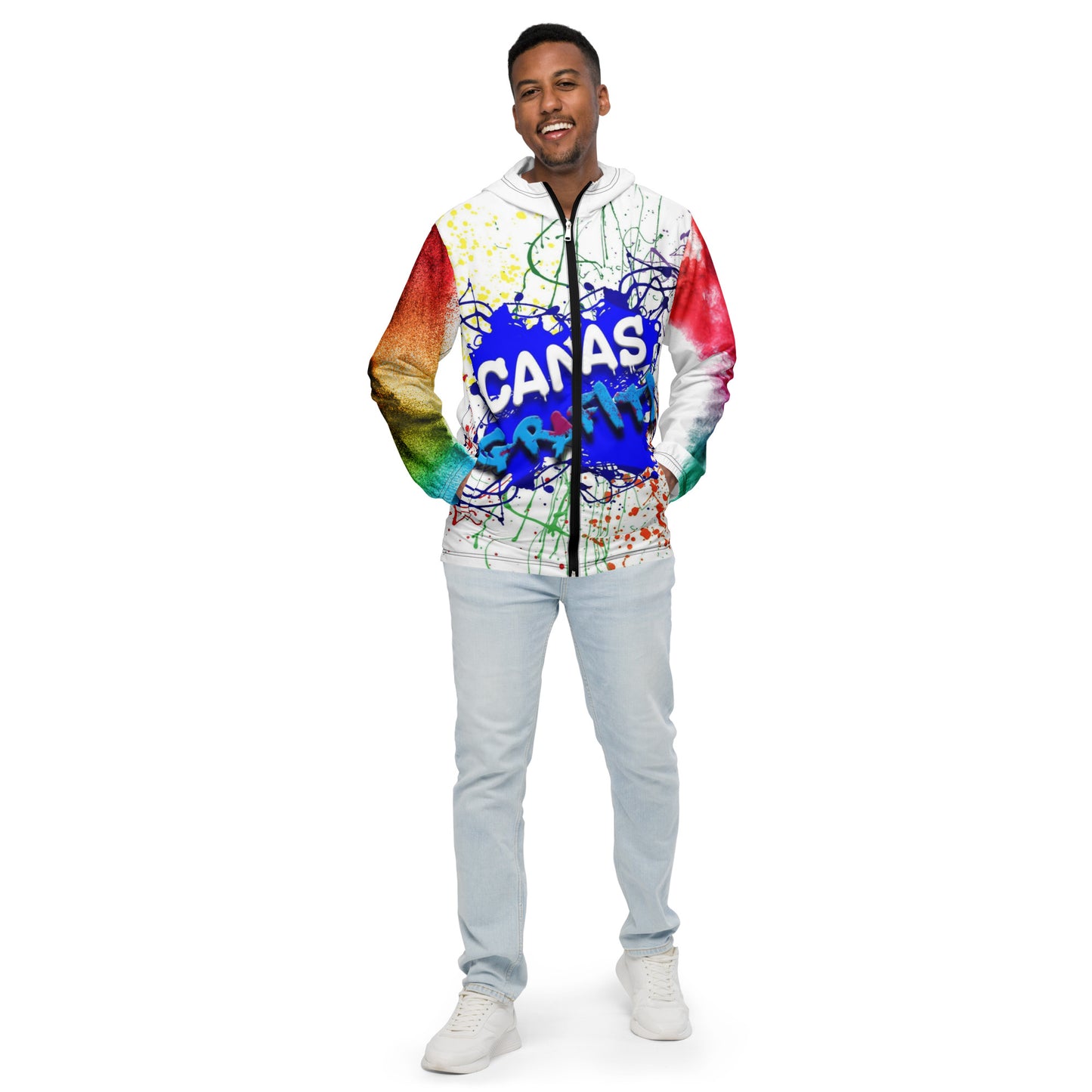 Men’s windbreakerThis lightweight windbreaker ensures maximum comfort on windy, rainy, and sunny days, thanks to the water-resistant fabric and breathable mesh lining. The windbreakeCanvas GraffittiMen’
