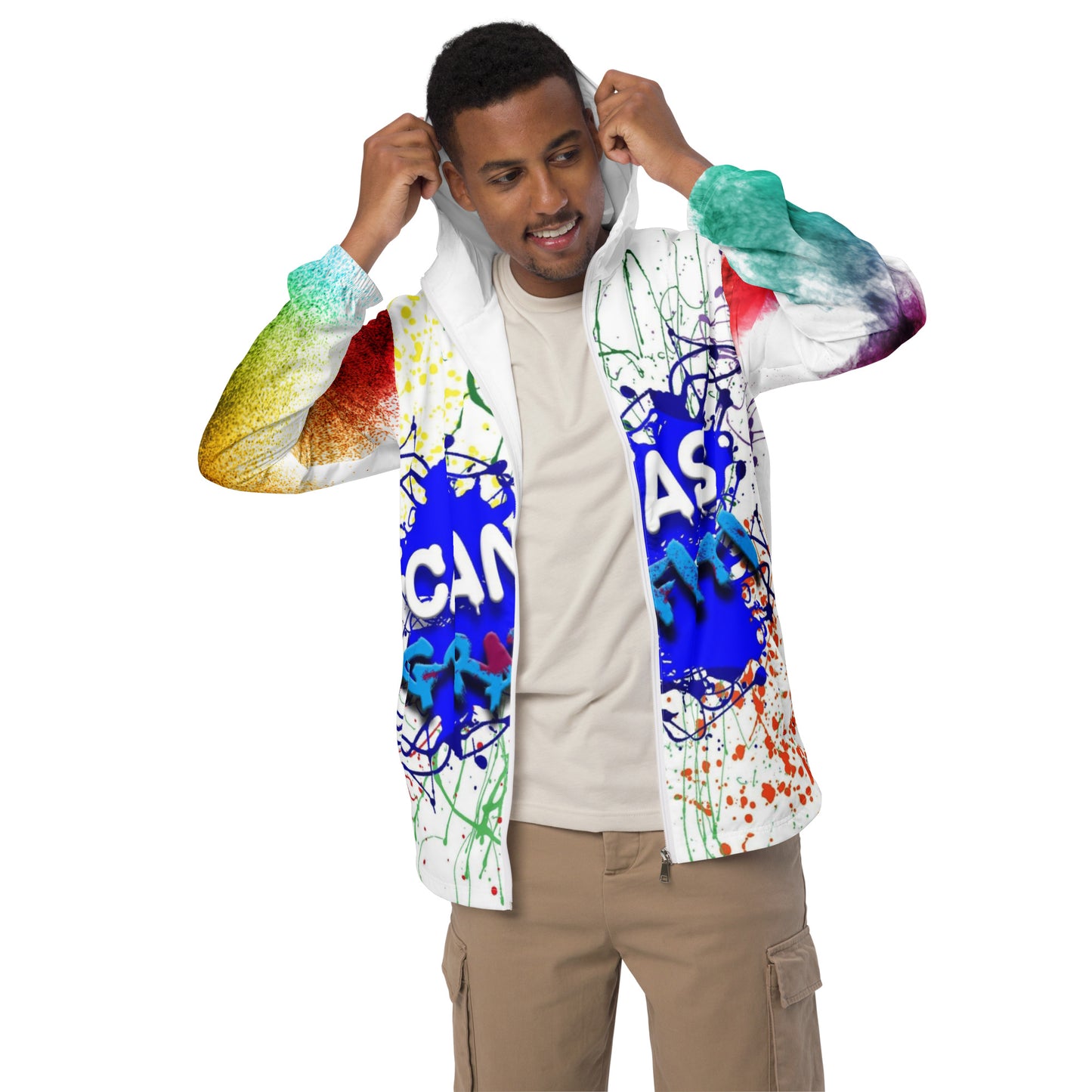 Men’s windbreakerThis lightweight windbreaker ensures maximum comfort on windy, rainy, and sunny days, thanks to the water-resistant fabric and breathable mesh lining. The windbreakeCanvas GraffittiMen’