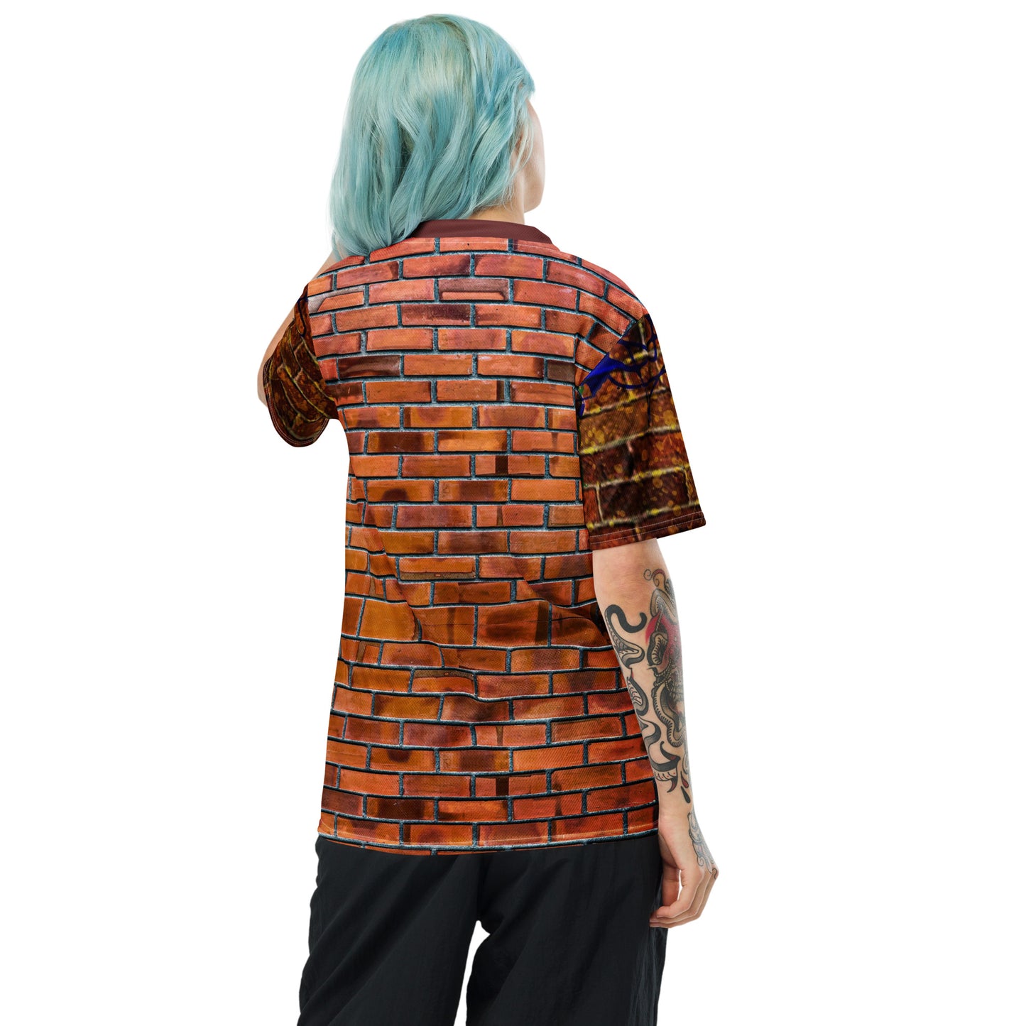 unisex sports jersey (brick)Looking for the perfect sports jersey? We have you covered—made of 100% recycled polyester fabric, this shirt is breathable, moisture-wicking, and has a double-layerCanvas Graffittiunisex sports jersey (brick)