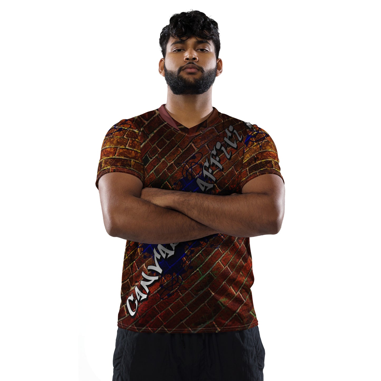 unisex sports jersey (brick)Looking for the perfect sports jersey? We have you covered—made of 100% recycled polyester fabric, this shirt is breathable, moisture-wicking, and has a double-layerCanvas Graffittiunisex sports jersey (brick)