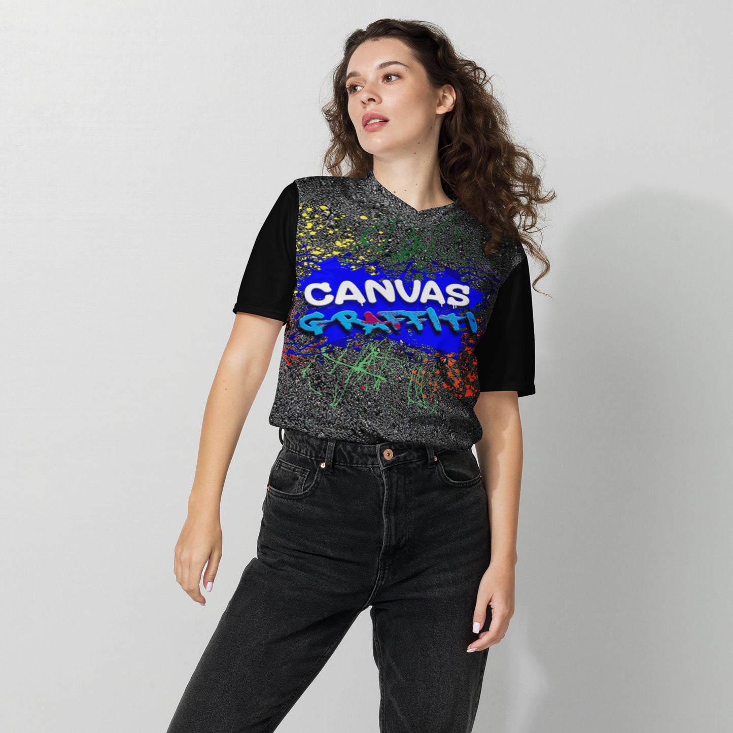 Recycled unisex sports jersey street Canvas Graffitti