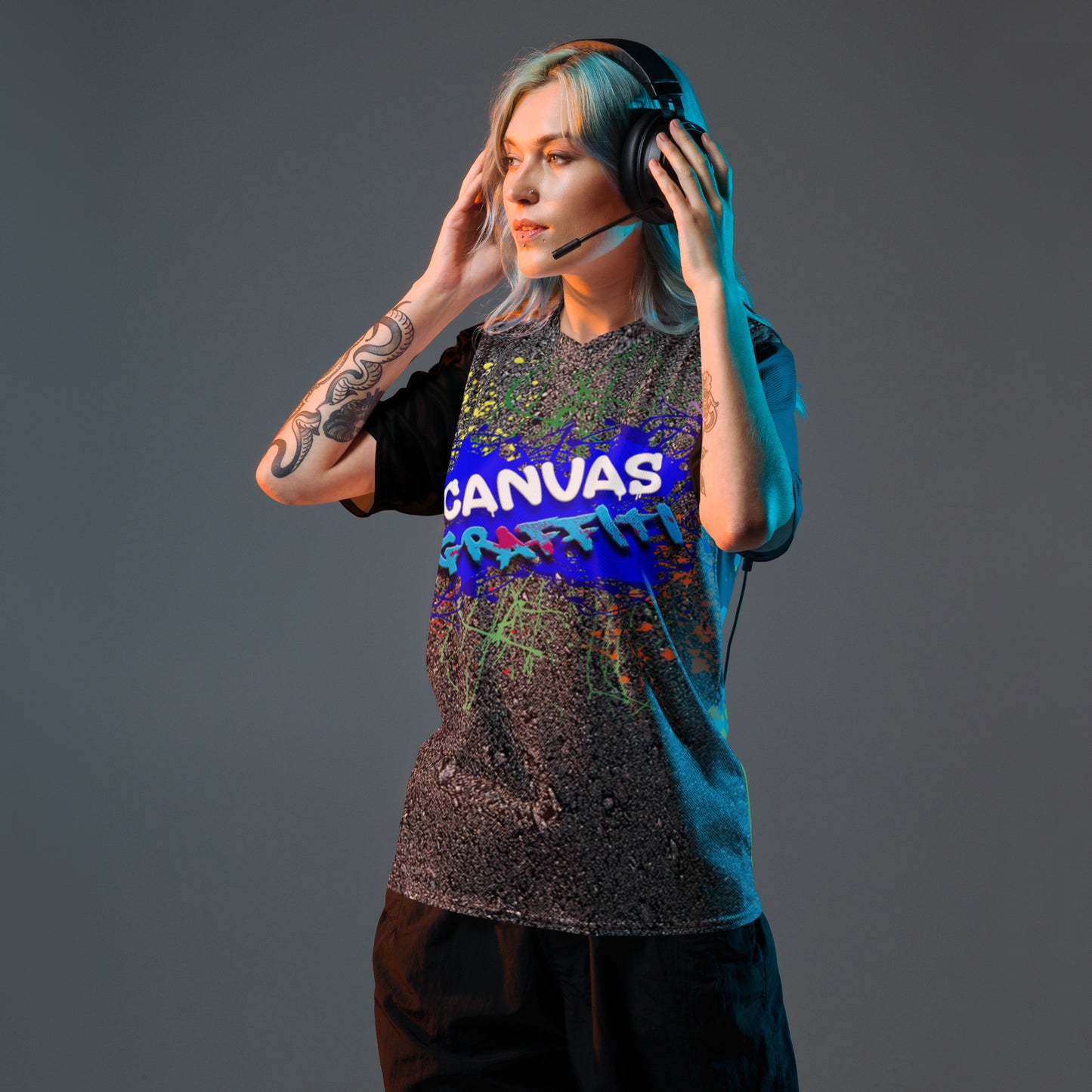 Recycled unisex sports jersey street Canvas Graffitti