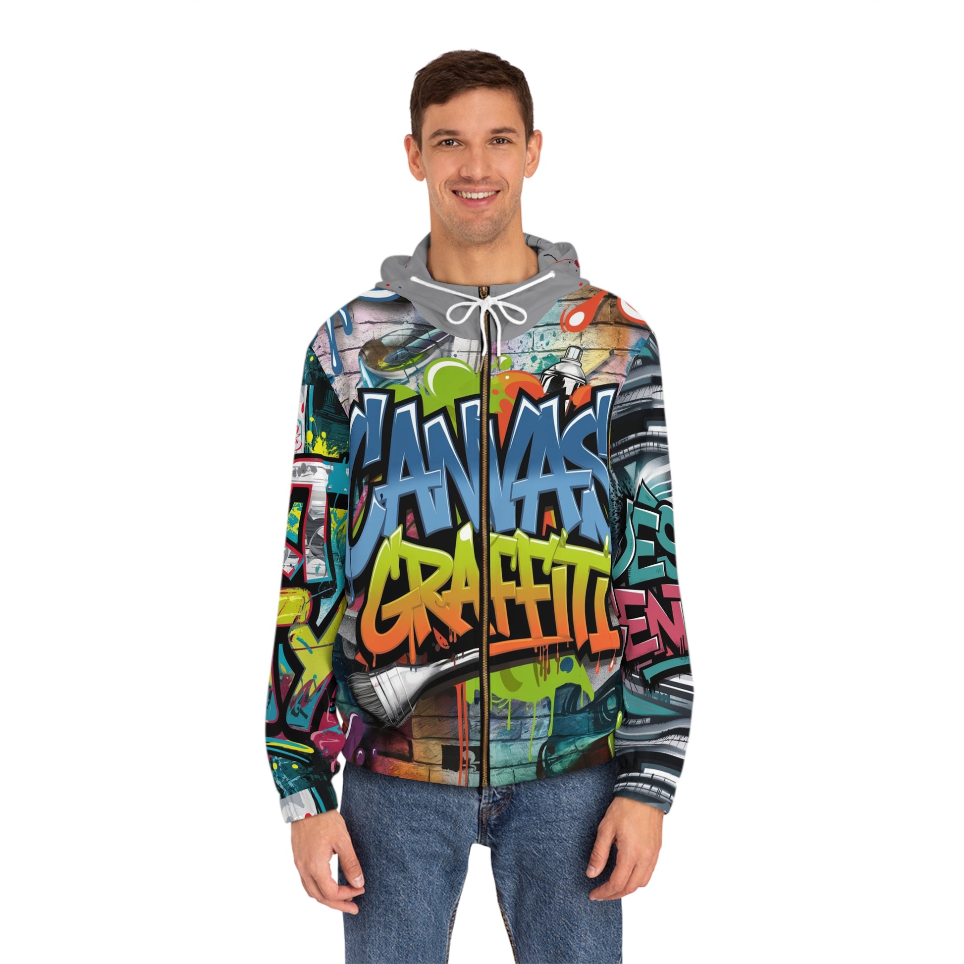 Men's Full-Zip Hoodie (grey) Printify