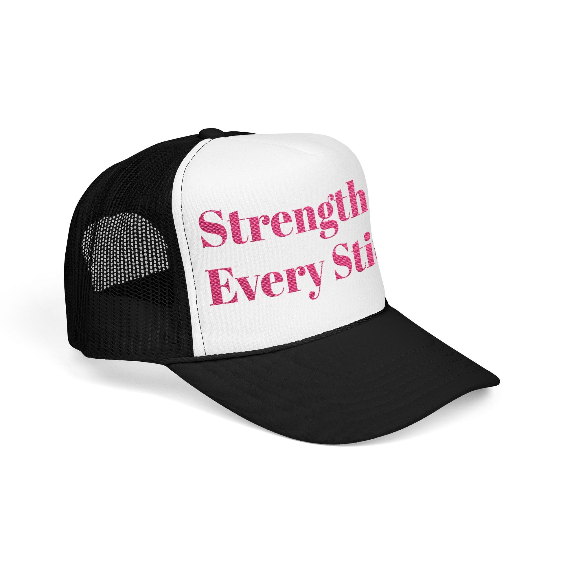 Breast Cancer Trucker Hat (Embroidery)(Strength).