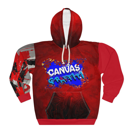 abstract red Pullover Hoodie (AOP) Printify