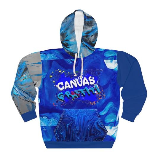 abstract blue Pullover Hoodie (AOP) Printify