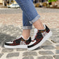 Womens New Design Low Top Leather Shoes - Canvas Graffitti
