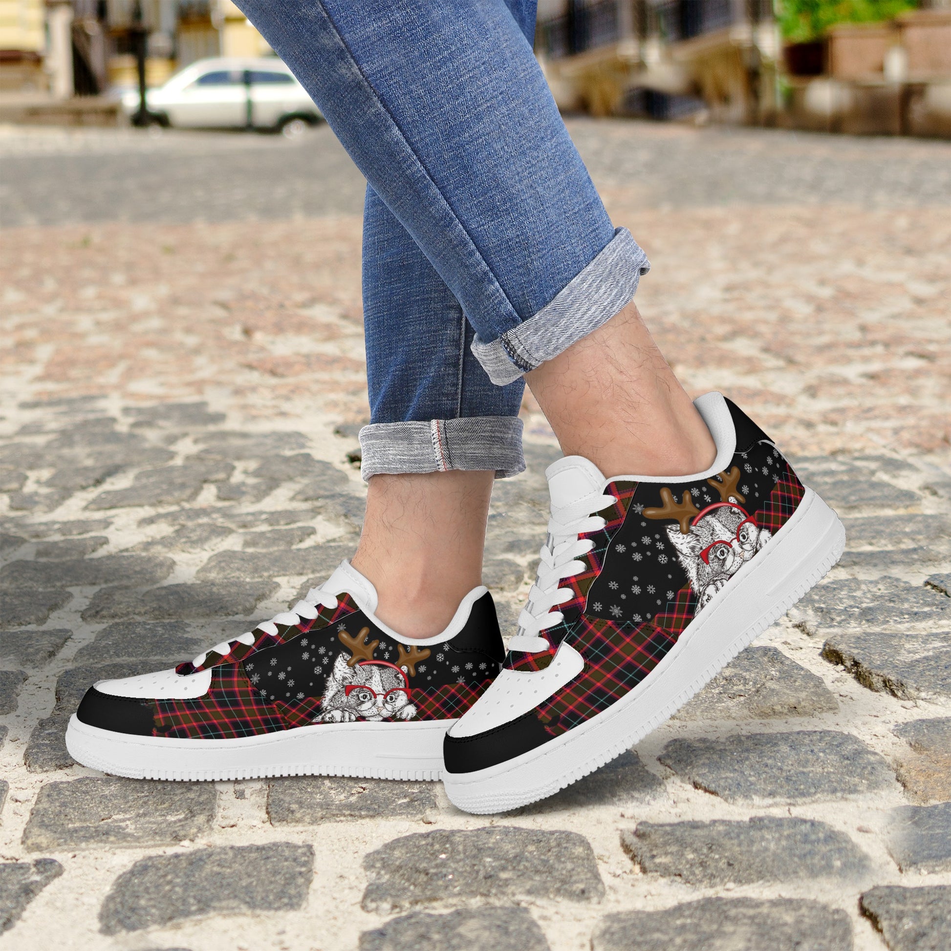 Womens New Design Low Top Leather Shoes - Canvas Graffitti