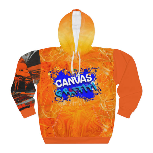 abstract orange Pullover Hoodie (AOP) Printify