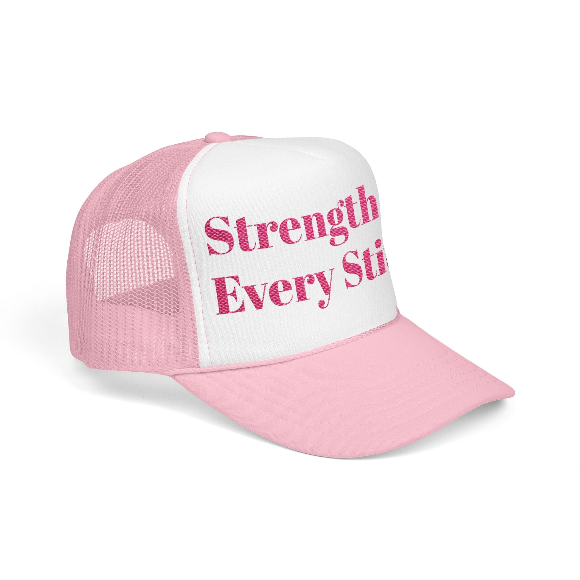 Breast Cancer Trucker Hat (Embroidery)(Strength).