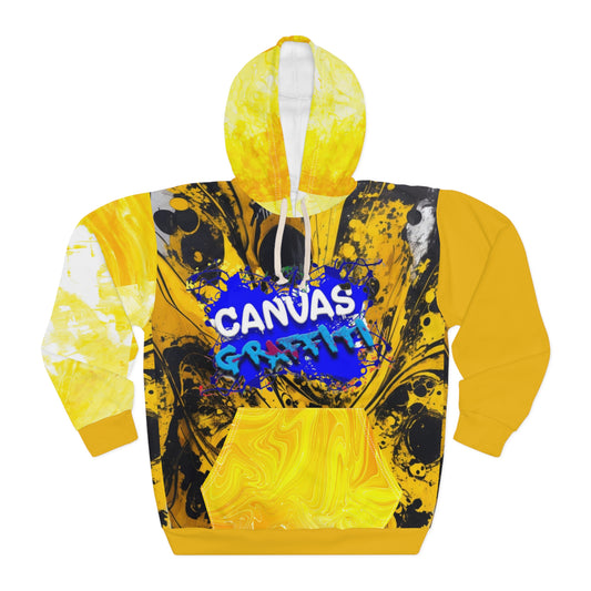 abstract yellow Pullover Hoodie (AOP) Printify