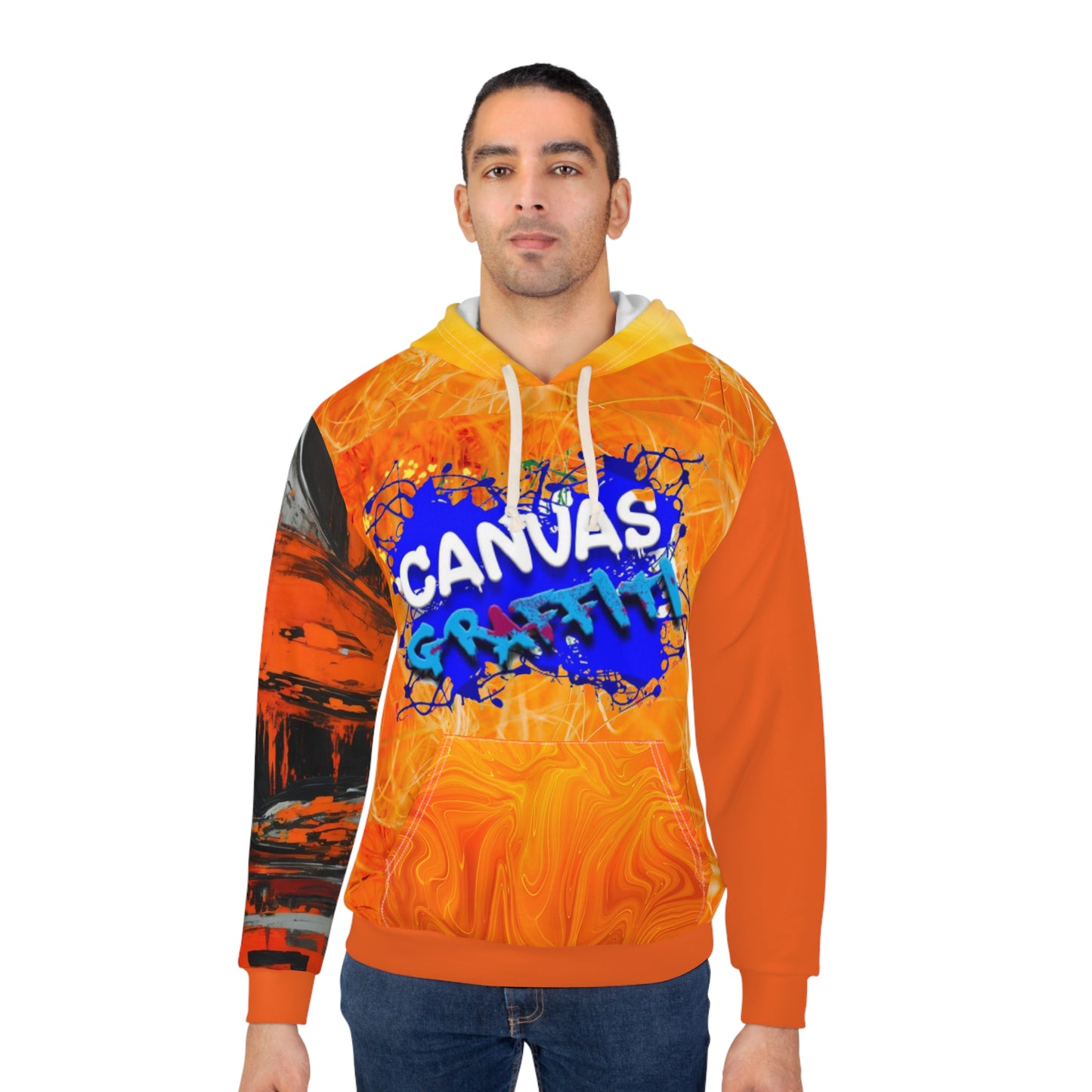 abstract orange Pullover Hoodie (AOP) Printify