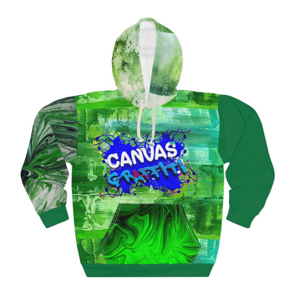 abstract green Pullover Hoodie (AOP) Printify