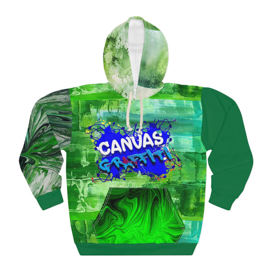 abstract green Pullover Hoodie (AOP) Printify