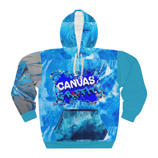 abstract light blue Pullover Hoodie (AOP) Printify